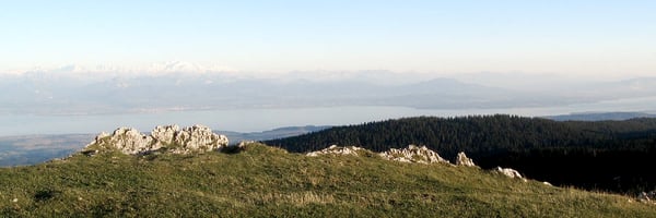 Vue sur le lac Léman et les Alpes