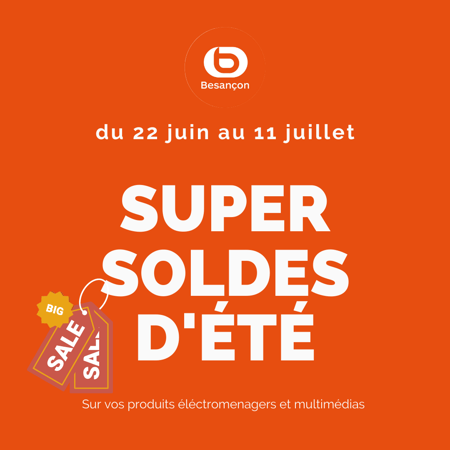 Nous y sommes !  Du 22 juin au 19 juillet, profitez d'une offre ou d'un bon plan sur l'électroménager et le multimédia dans votre magasin Boulanger de Besançon !