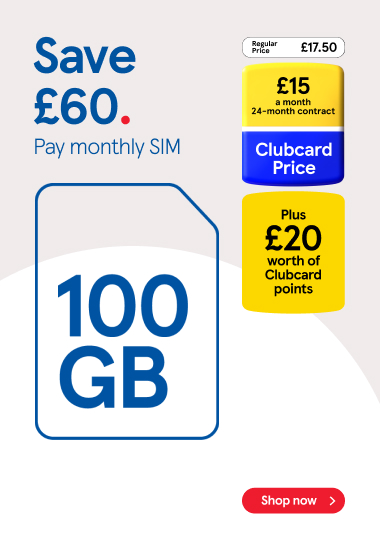 Get a £20 worth of Clubcard points with frozen Clubcard prices at Tesco Mobile, Shop now!