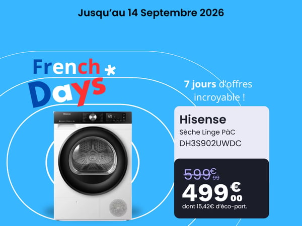 Sèche linge pompe à chaleur HISENSE DH3S902UWDC
