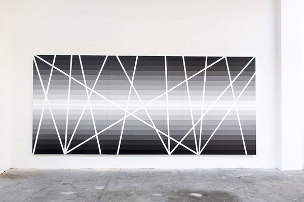 Wiederkunft, Acryl auf Sperrholzplatten, 450 x 200 cm, M54, visarte Basel, Foto: Frederik Bugglin