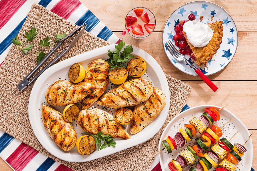 grilled chicken and vegetables