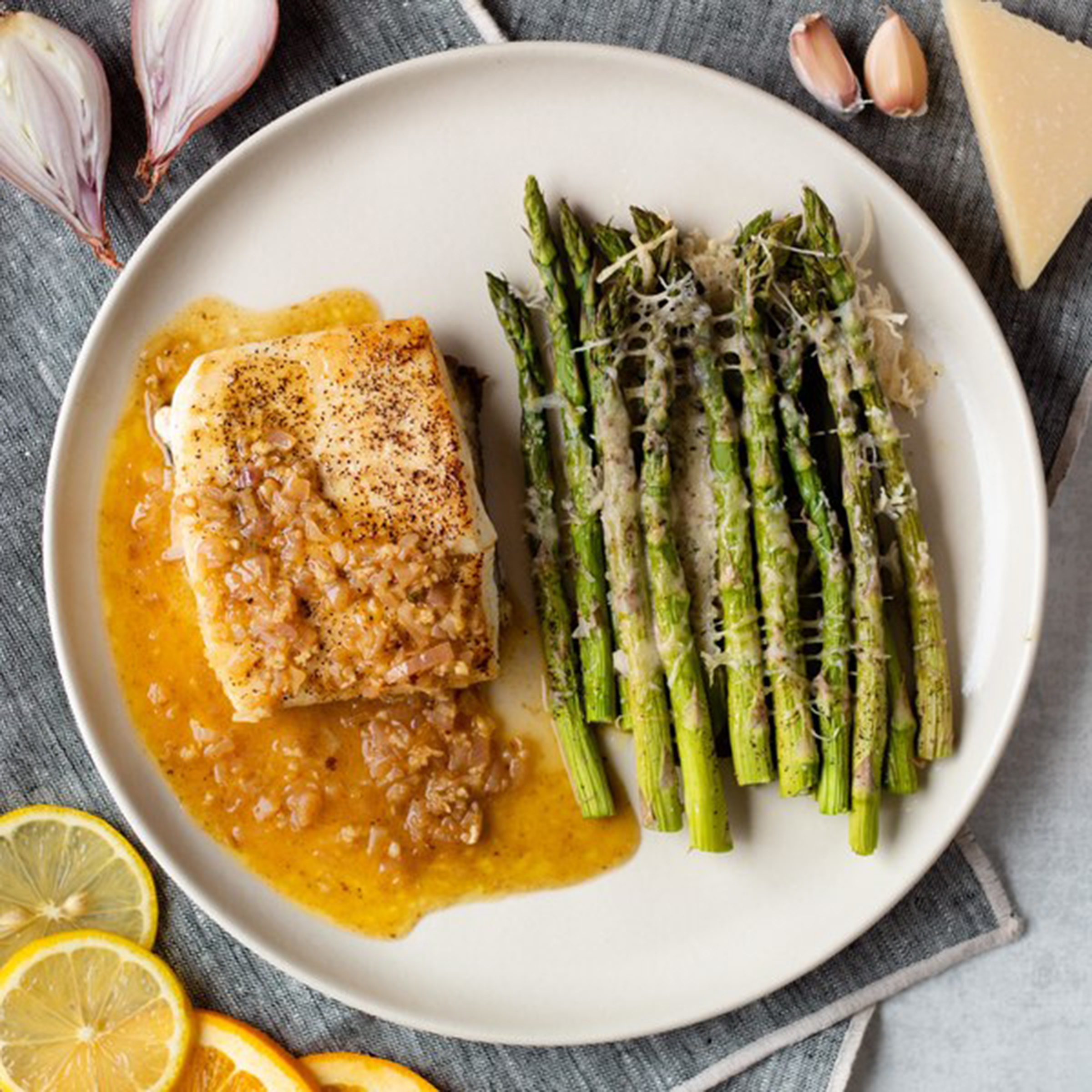 halibut with parmesan asparagus