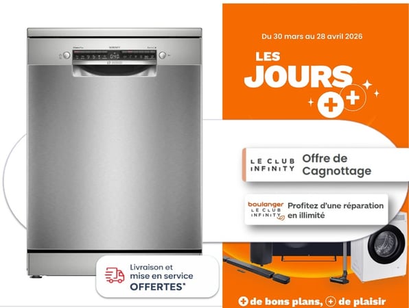 Vous recherchez un lave vaisselle à Niort Profitez de la livraison & mise en service OFFERTES pour ce Lave Vaisselle Bosch à Boulanger Niort