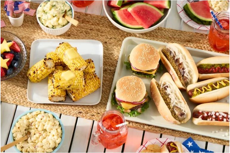 memorial day burgers hot dogs fruit and vegetables