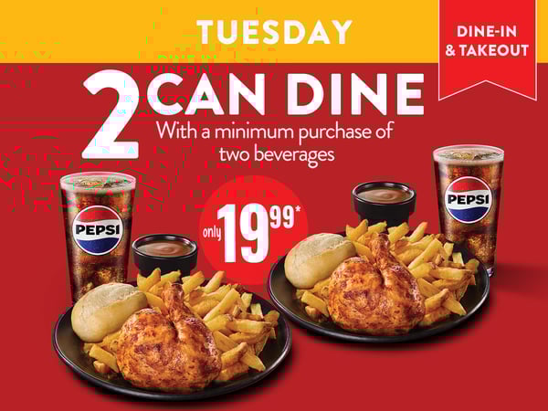 2 Can Dine Deal Every Tuesday