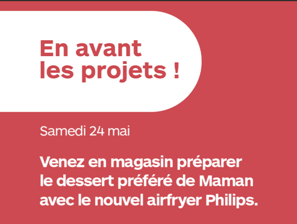 démonstration dégustation frites airfryer  boulanger rivesaltes dessert muffins fêtes des mères chocolat
