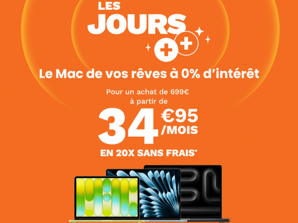 10 15 et 20 fois sans frais sur les macbook dans votre magasin Boulanger sarcelles du 30 mars au 28 avril 2026