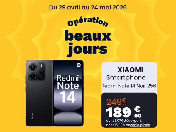 Smartphone XIAOMI Redmi Note 14 Noir 256Go 4G
