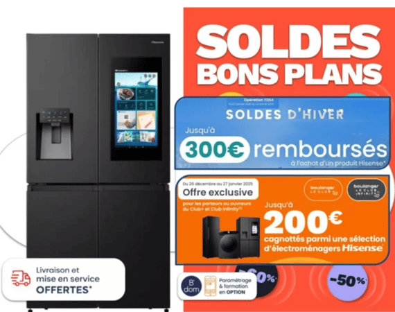 Bons plans sur les réfrigérateurs Hisense chez Boulanger Limoges, une large sélection de modèles alliant performance et design, avec des fonctionnalités pratiques pour mieux conserver vos aliments.