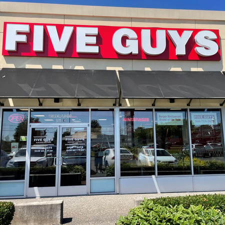 Entrance to the Five Guys at 11600 SE Mill Plain Blvd. in Vancouver, Wash.
