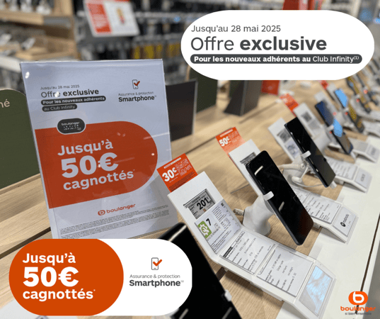 Jusqu'à 50€ sur votre cagnotte avec le Club Infinity Smartphone dans votre magasin Boulanger Arras ! 🔥