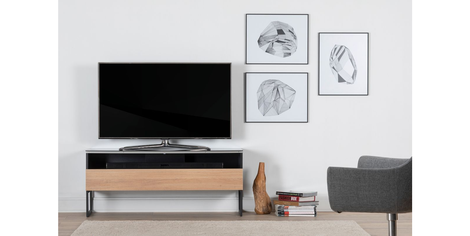 meuble tele en verre transparent