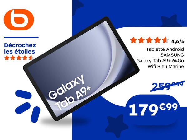 Tablette Android SAMSUNG Galaxy Tab A9+ 64Go Wifi Bleu Marine Réf. 1199127