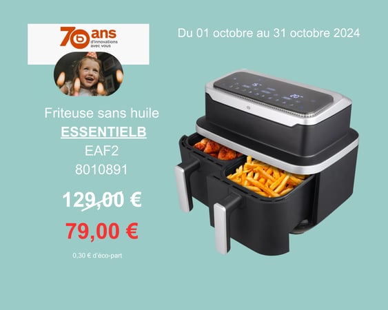 Venez découvrir l'offre exclusive  Friteuse sans huile ESSENTIELB EAF2 dans votre magasin Boulanger Bordeaux Mérignac