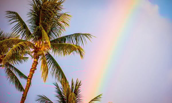 虹のかかったハワイの空