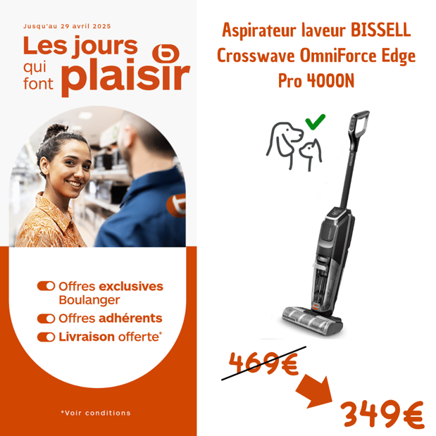 Aspirateur laveur BISSEL Crosswave OmniForce Edge Pro 400N