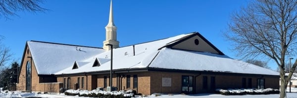 Exterior of the Wauseon meetinghouse of the Church of Jesus Christ of Latter-day Saints.