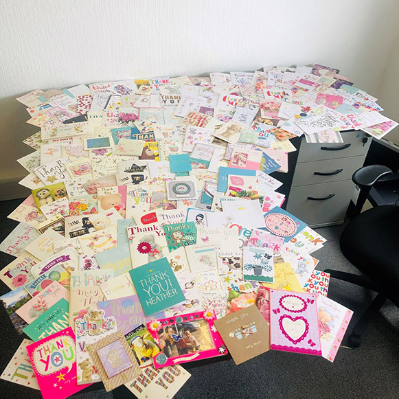 She goes the extra mile to make every customer feel valued and over the years has gained an impressive collection of thank you cards!