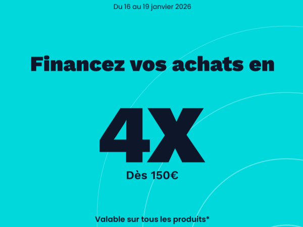 Offre de 4x avec frais du 16 au 19 janvier 2026.