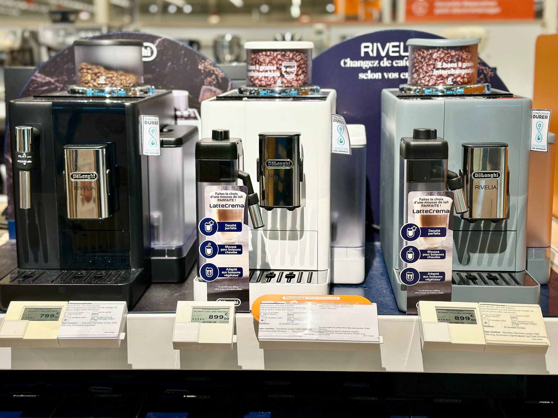 broyeurs Delonghi rivela avec bac interchangeable ; magasin Boulanger Villars