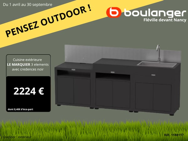 Cuisine extérieure LE MARQUIER 3 elements avec credences noir