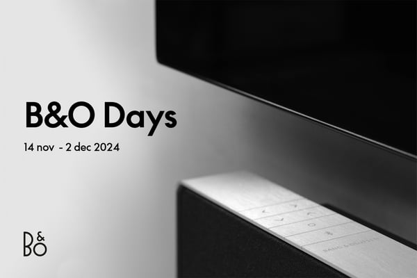 B&O DAYS STARTER OM 42 TIMER
Fremragende lyd til fantastiske priser
Oplev enestående lyd og billede til B&O Days, som finder sted 14. november – 2. december. Vi glæder os til at byde dig velkommen hos Bang & Olufsen Vedbæk, hvor du kan finde eksklusive tilbud på nøje udvalgte produkter.