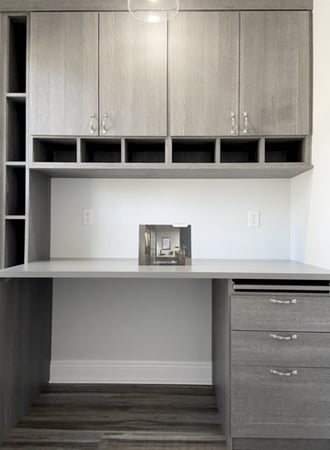 Luxe office space with cabinets and desk California Closets New Orleans & Gulf Coast, LA