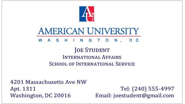 Au Student Business Cards At The Ups Store American University At 4410 Massachusetts Ave Nw