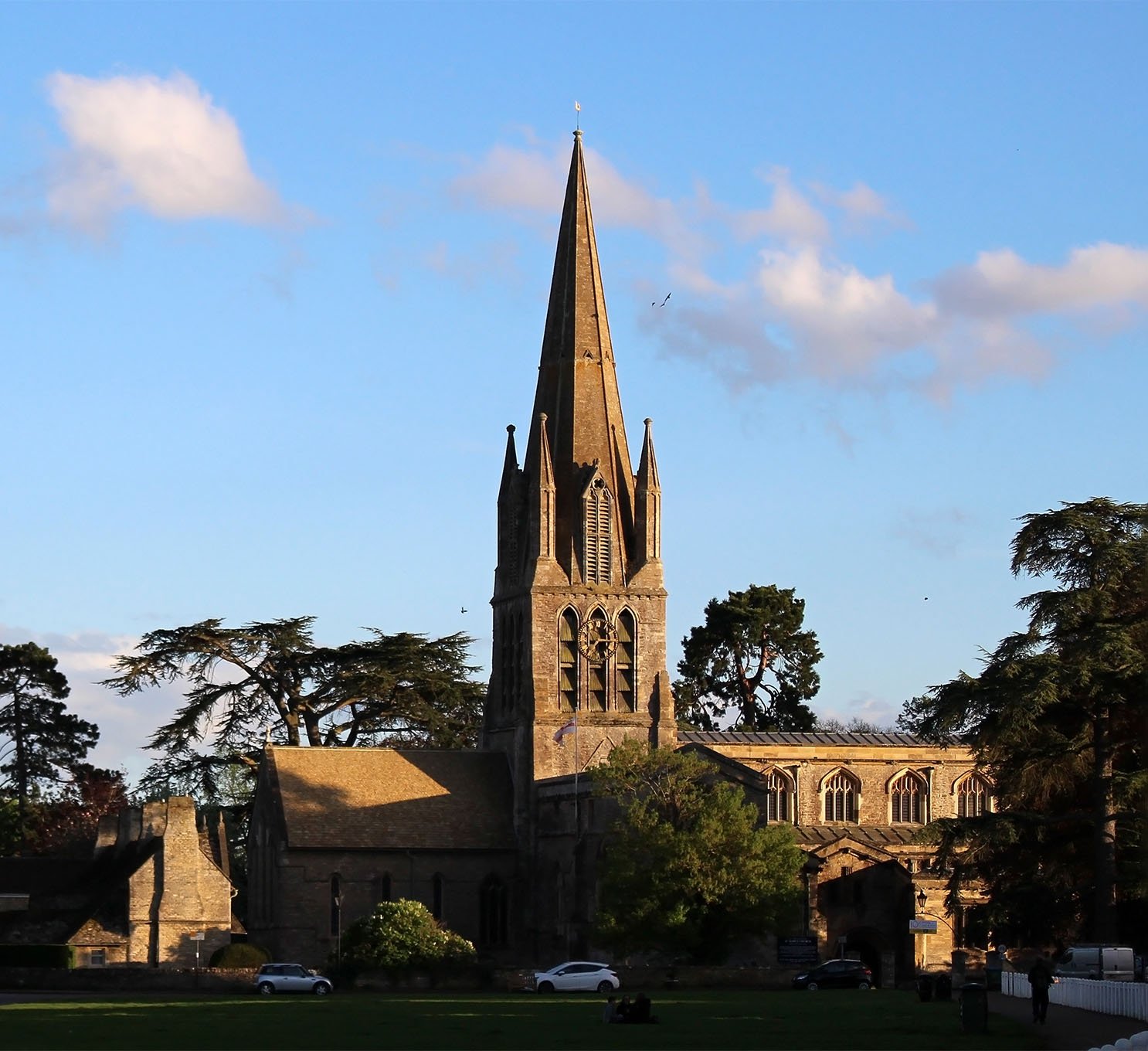View of St. Mary's on the Green in Witney, England.