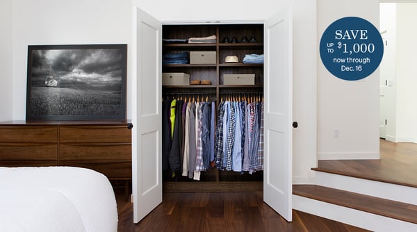 walk-in closet with hanging and shelving storage