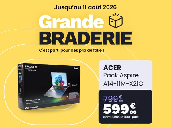 ACER Pack Aspire A14-11M-X21C | Boulanger Toulouse - Colomiers | PC Portable Acer | Grande Braderie | Informatique Toulouse | Ordinateur Etudiant | Pack PC Portable | Accessoires Informatiques | Promo Informatique | Conseil Boulanger