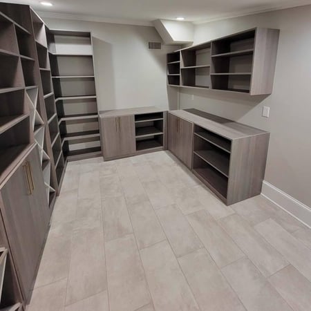 Greensboro - Custom closets - Wrap-around shelving unit that spans across three walls