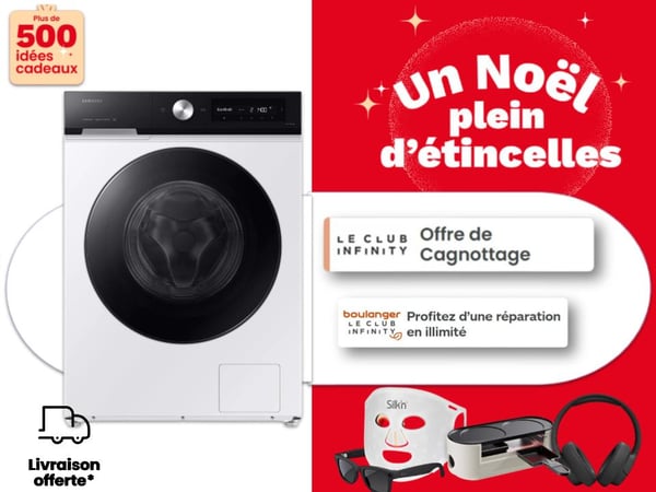 Lave-linge hublot disponible chez Boulanger Toulouse Colomiers – machine à laver séchante, top ou connectée, grandes marques Whirlpool, Bosch, LG, Samsung, Beko, jusqu’à -40 % et livraison gratuite.
Lave-linge disponible chez Boulanger Toulouse Colomiers – Machine à laver frontale, top ou connectée, modèles aussi disponibles chez Whirlpool, Bosch, Samsung, LG, Electrolux et Siemens.