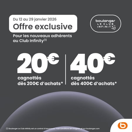 20€ cagnottés dès 200€ d'achats & 40€ cagnottés dès 400€ d'achats