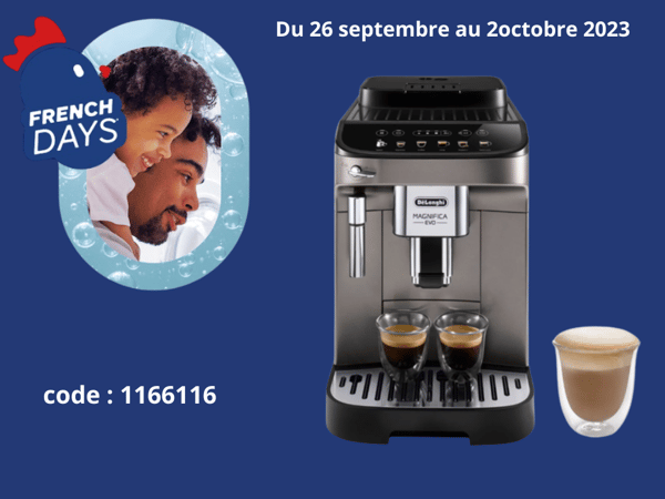 C'est les French Days* dans votre magasin boulanger Douai-Waziers avec l'expresso Broyeur Delonghi 
*Jours français