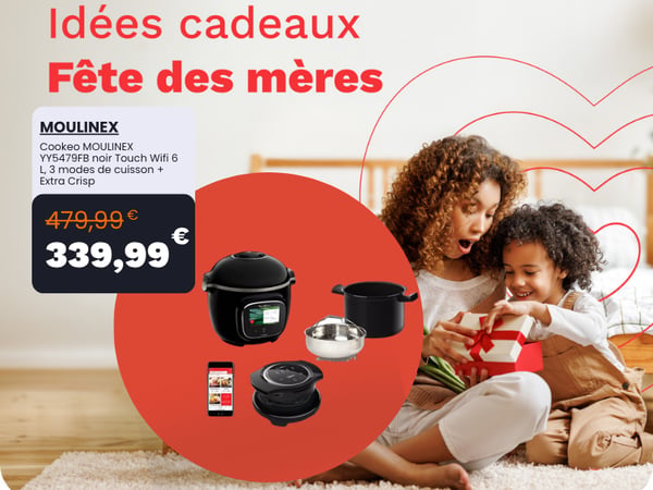 Cookeo MOULINEX YY5479FB noir Touch Wifi 6 L, 3 modes de cuisson + Extra Crisp