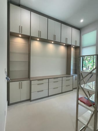 Glass shelves, puck lights and entertaining!