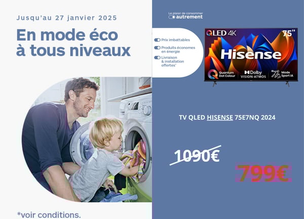 TV QLED HISENSE 75E7NQ 2024 Boulanger Perpignan