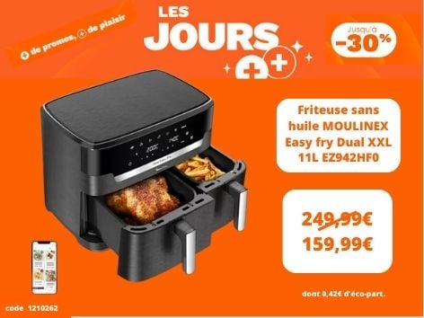 découvrez le Friteuse sans huile MOULINEX Easy fry Dual XXL 11L EZ942HF0 dans votre magasin Boulanger Boulogne-Sur-Mer