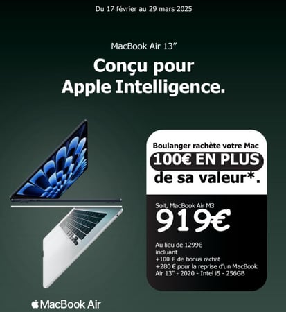 Bonus Rachat de 100€ pour le Macbook Air