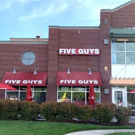 Five Guys at 3333 Olney Sandy Springs Road in Olney, Maryland.