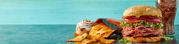 Schlotzsky's The Original Sandwich Combo with Cinnabon cinnamon roll