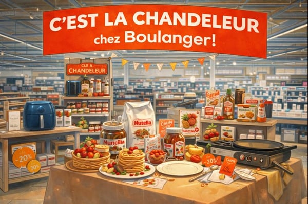 Chandeleur chez Boulanger Nîmes Family Village. Crêpières, plaques et appareils de cuisine Tefal, Moulinex, Seb, Bosch, Kenwood, Ninja, Philips. Préparer des crêpes sucrées et salées avec les grandes marques nationales. Bons plans électroménager cuisine à Nîmes Family Village.