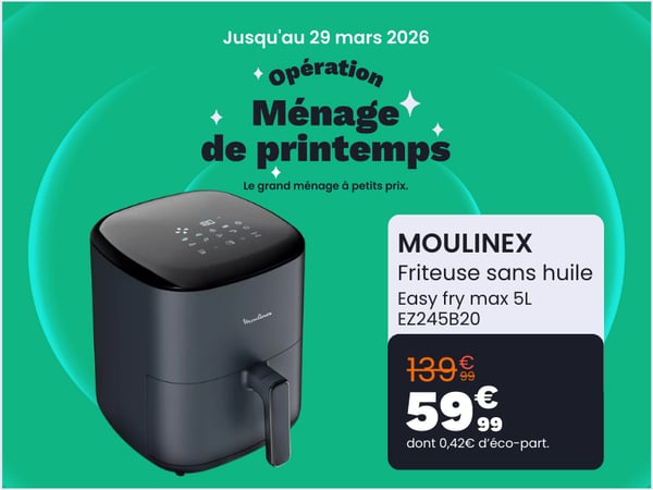 Friteuse Sans Huile MOULINEX Easy fry max 5L EZ245B20