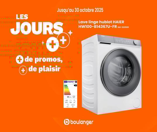 Lave linge hublot HAIER HW100-B14367U-FR Réf. 1222920