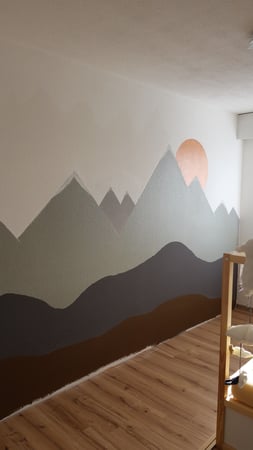 Kinderzimmer Dekowand Berge