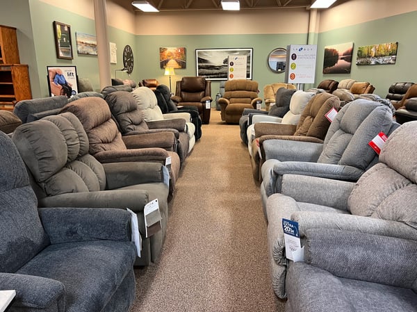 Recliners at Slumberland Furniture Store in Hibbing,  MN