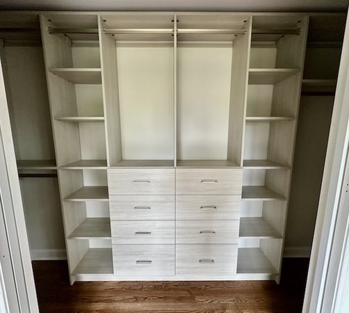 reach in closet with hanging space and drawers