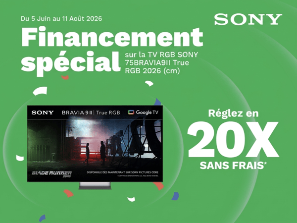 TV Sony BRAVIA 75 pouces RGB avec financement en 20 fois sans frais en magasin Boulanger Chambéry.
